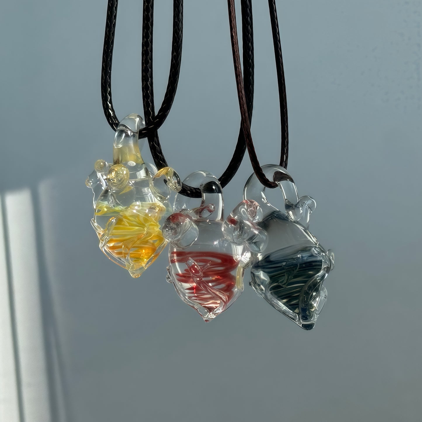 Handmade Glass Anatomical Heart Pendant