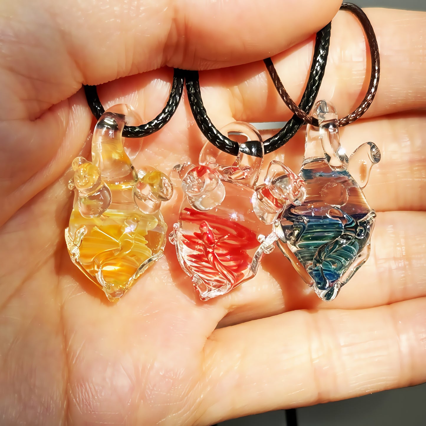 Handmade Glass Anatomical Heart Pendant