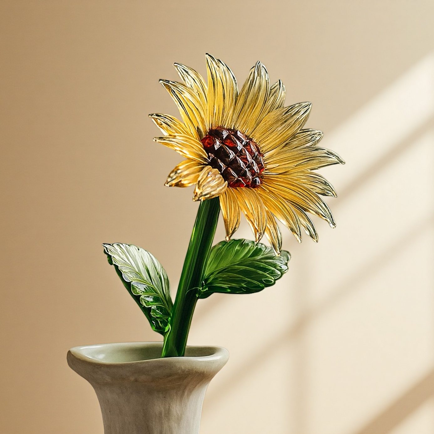 Handmade Glass Sunflower Sculpture