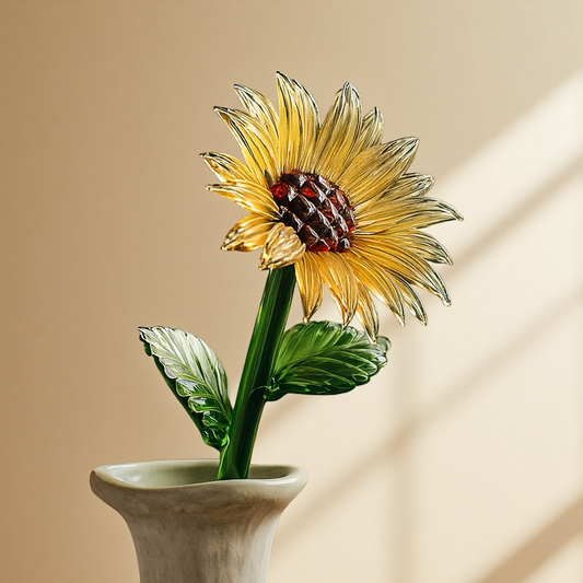 Handmade Glass Sunflower Sculpture