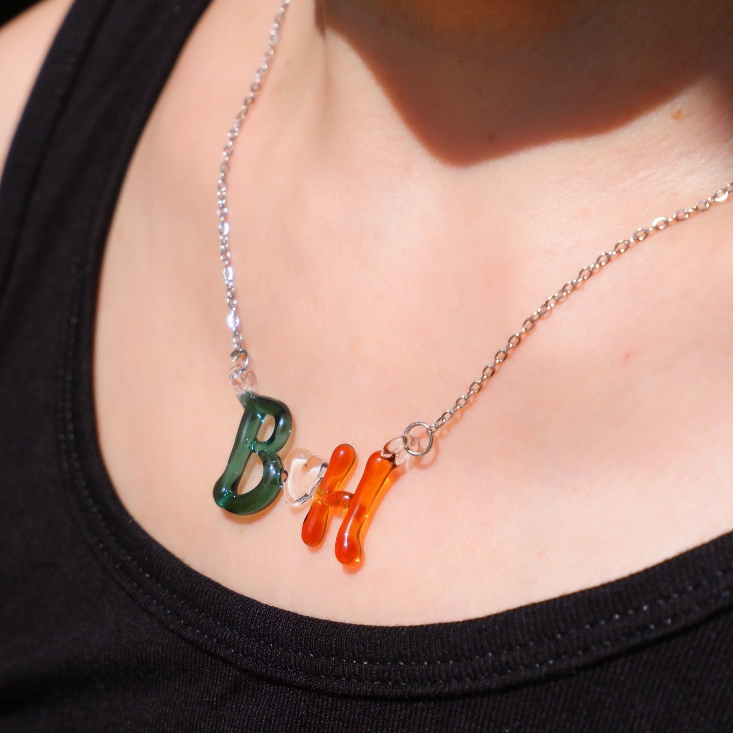 Custom Glass Letter Necklace