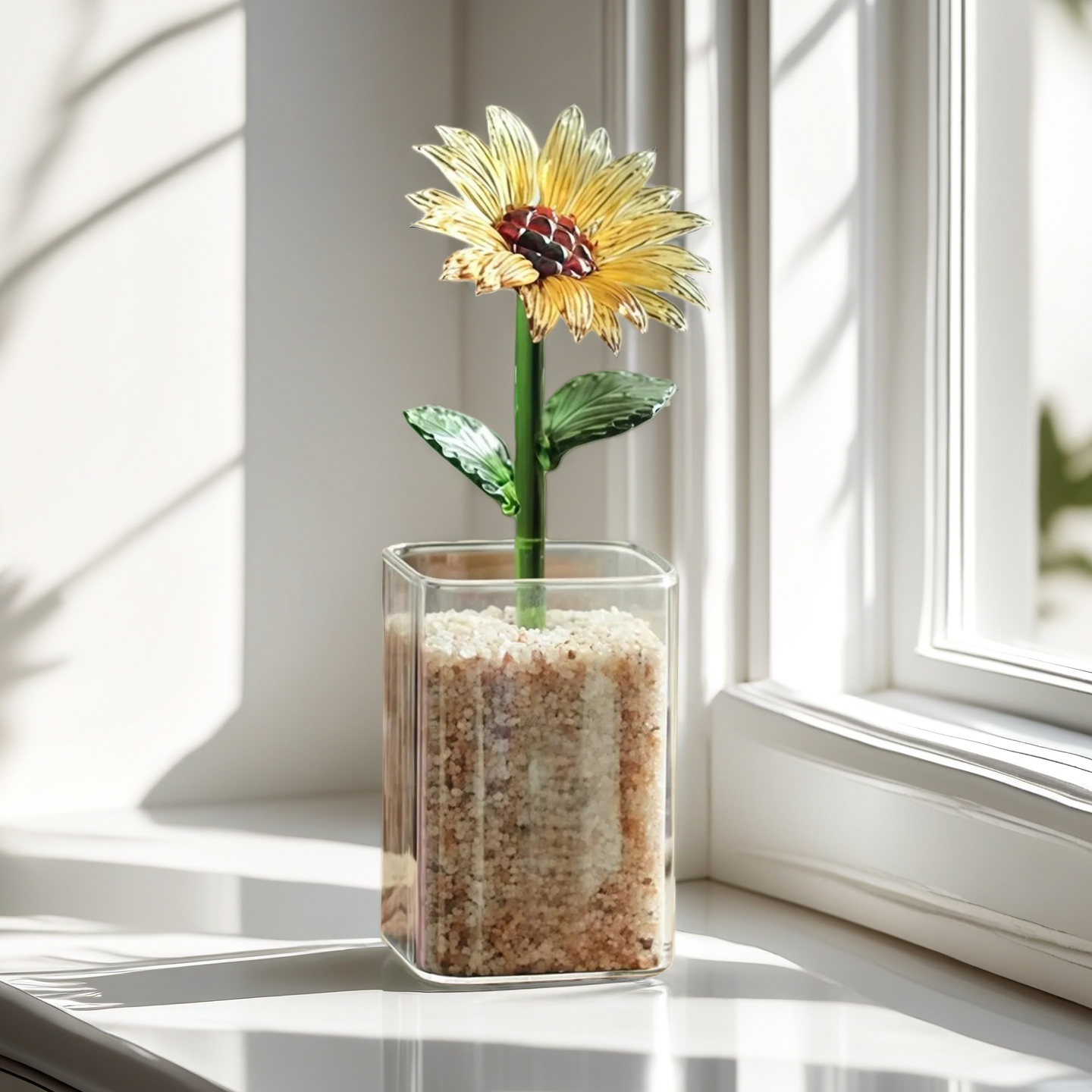 Handmade Glass Sunflower Sculpture