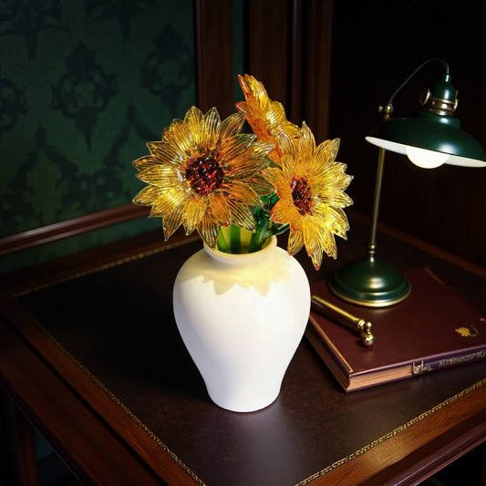 Handmade Glass Sunflower Sculpture