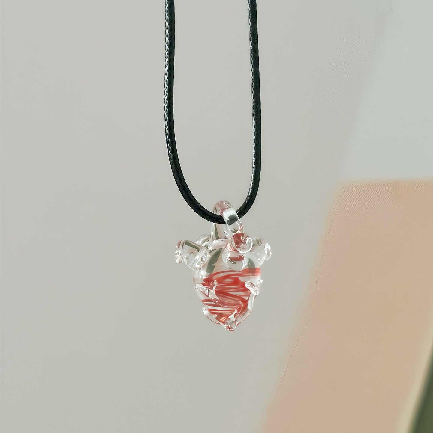 Handmade Glass Anatomical Heart Pendant