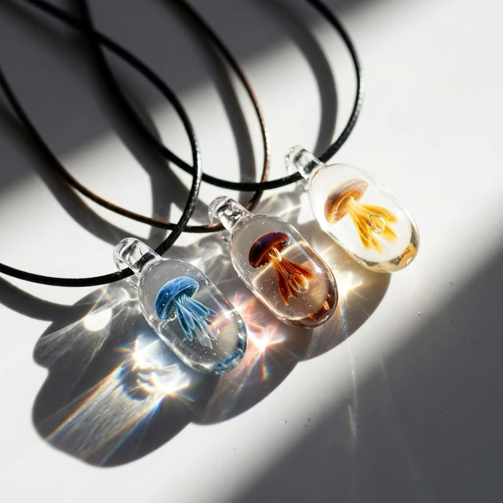 Handmade Glass Jellyfish Necklace